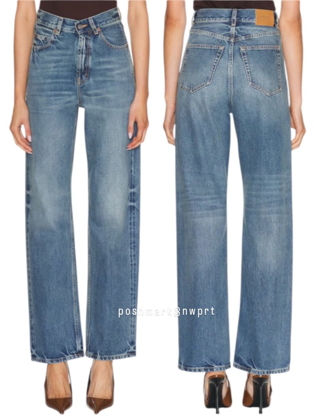 SAINT LAURENT ✨ V-Waist Baggy High Rise Wide Leg Jeans 50’s Blue 24 - Picture 2 of 15
